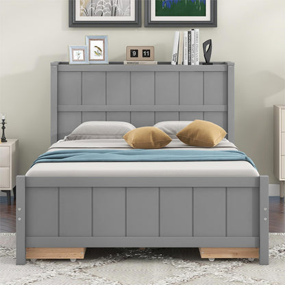 Full Size Platform Bed with Drawers and Storage Shelves