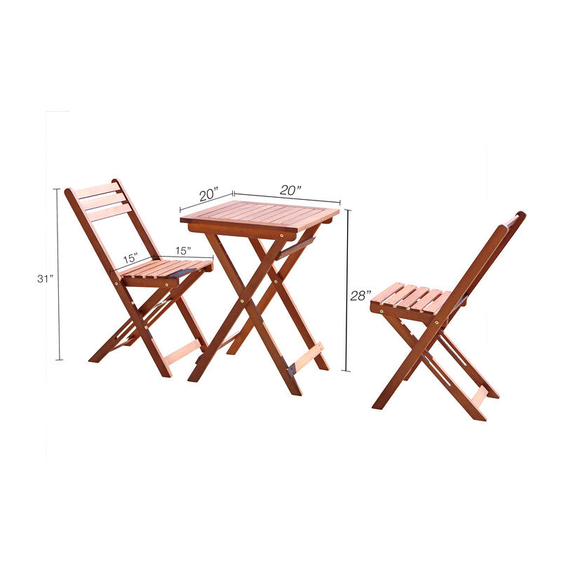 Marco Reddish Brown Balcony Wood Bistro Set
