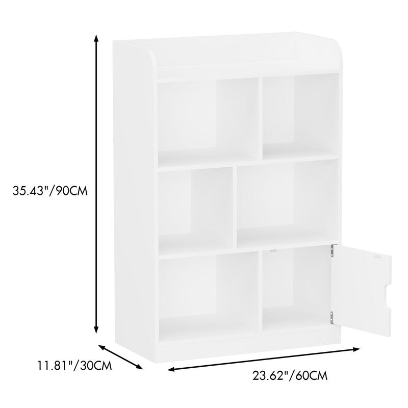 Kids Bookcase with 6 Compartments Freestanding Shelves