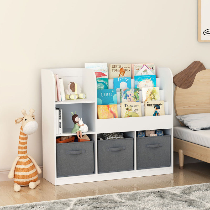 Kids Bookcase with 3 Collapsible Fabric Drawers