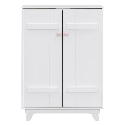 Wooden Wardrobe Cabinet with Hanging Rod, Storage Armoires with Doors