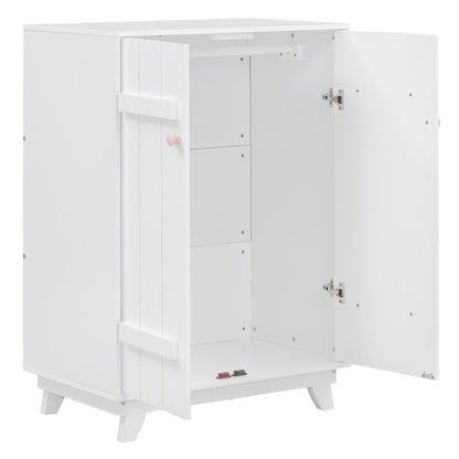 Wooden Wardrobe Cabinet with Hanging Rod, Storage Armoires with Doors