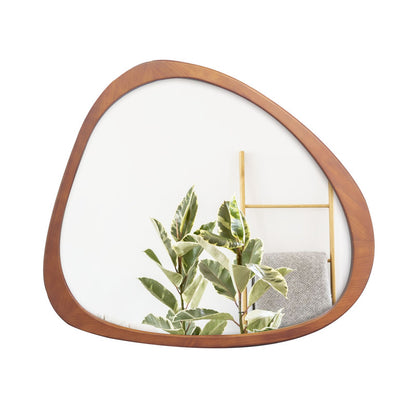 45 Inch Solid Wood Mirror Asymmetrical Wall Mirror Wooden Framed Mirror