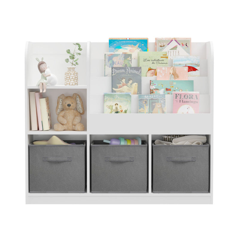 Kids Bookcase with 3 Collapsible Fabric Drawers