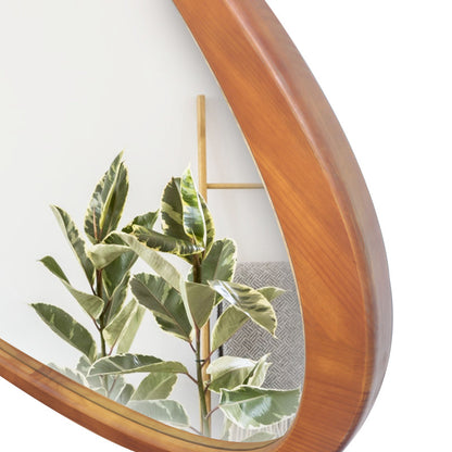 45 Inch Solid Wood Mirror Asymmetrical Wall Mirror Wooden Framed Mirror