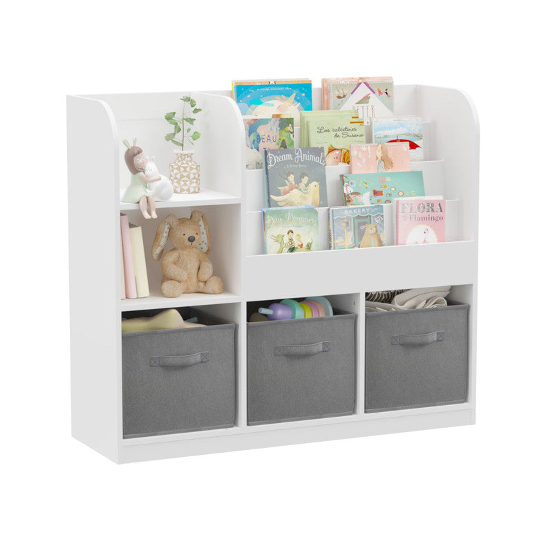 Kids Bookcase with 3 Collapsible Fabric Drawers