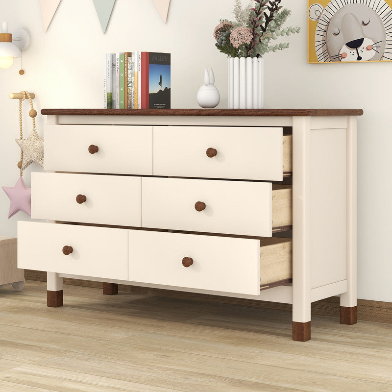 Wooden Storage Dresser with 6 Drawers, Storage Cabinet for Kids Bedroom