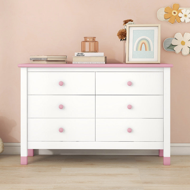Wooden Storage Dresser with 6 Drawers, Storage Cabinet for Kids Bedroom
