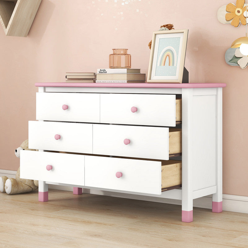 Wooden Storage Dresser with 6 Drawers, Storage Cabinet for Kids Bedroom