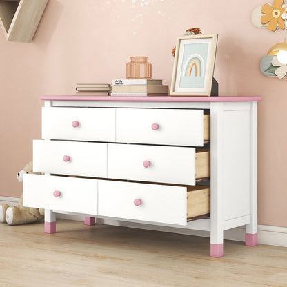 Wooden Storage Dresser with 6 Drawers, Storage Cabinet for Kids Bedroom