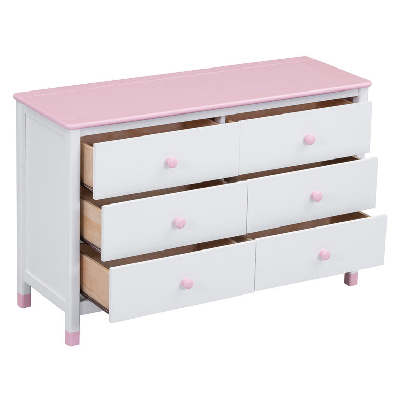 Wooden Storage Dresser with 6 Drawers, Storage Cabinet for Kids Bedroom