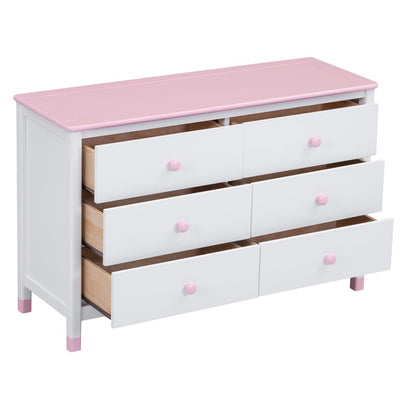 Wooden Storage Dresser with 6 Drawers, Storage Cabinet for Kids Bedroom