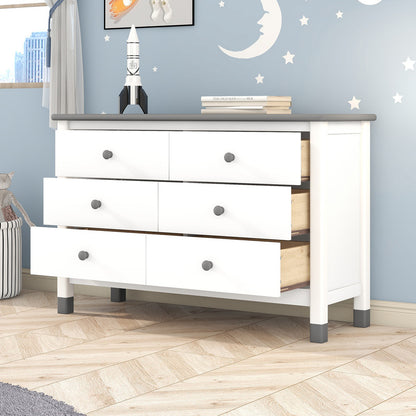 Wooden Storage Dresser with 6 Drawers, Storage Cabinet for Kids Bedroom