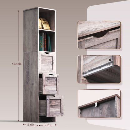 Bathroom Floor Cabinet with 3 Drawers 2 Shelves