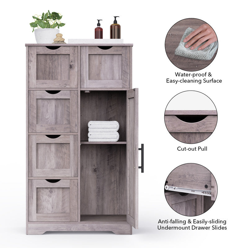 Bathroom Storage Cabinet with Storage 5 Drawers and 1 Door
