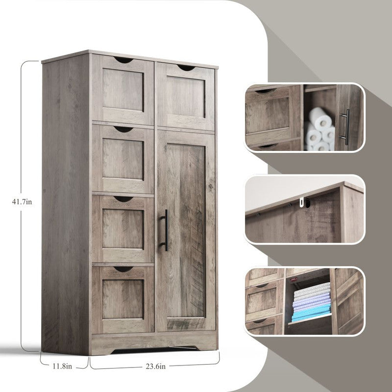 Bathroom Storage Cabinet with Storage 5 Drawers and 1 Door