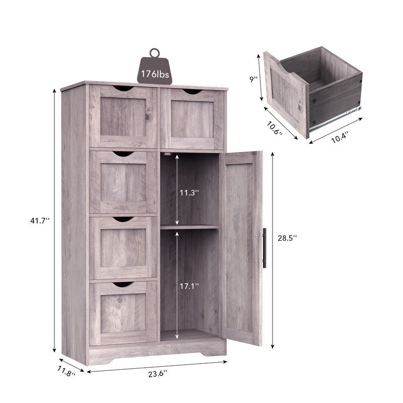 Bathroom Storage Cabinet with Storage 5 Drawers and 1 Door