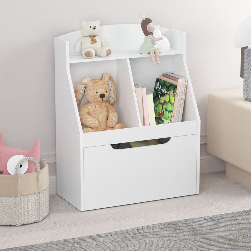 Kids Wooden Bookcase with Drawer and Wheels Children's Book Display