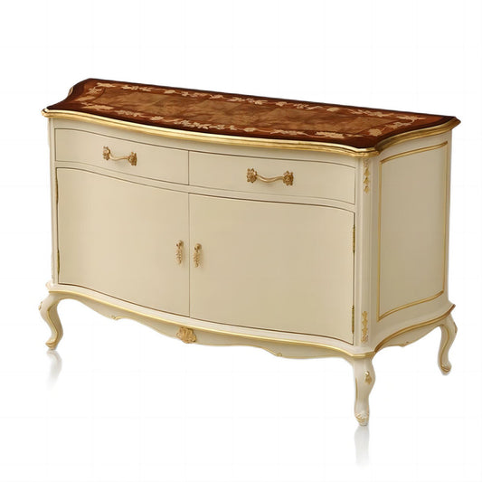Khaki White French Style Sideboard / Meal Side Container / Side Cabinet