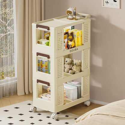 3-Tier Kitchen Storage Cart Multifunction Utility Rolling Storage Organizer