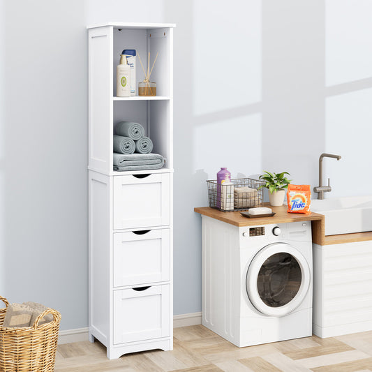 Bathroom Tall Storage Cabinet with 3 Drawers and 2 Shelves