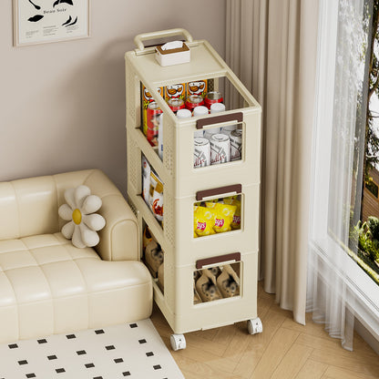 3-Tier Kitchen Storage Cart Multifunction Utility Rolling Storage Organizer