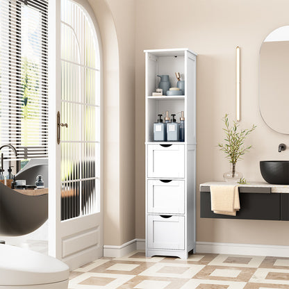 Bathroom Tall Storage Cabinet with 3 Drawers and 2 Shelves