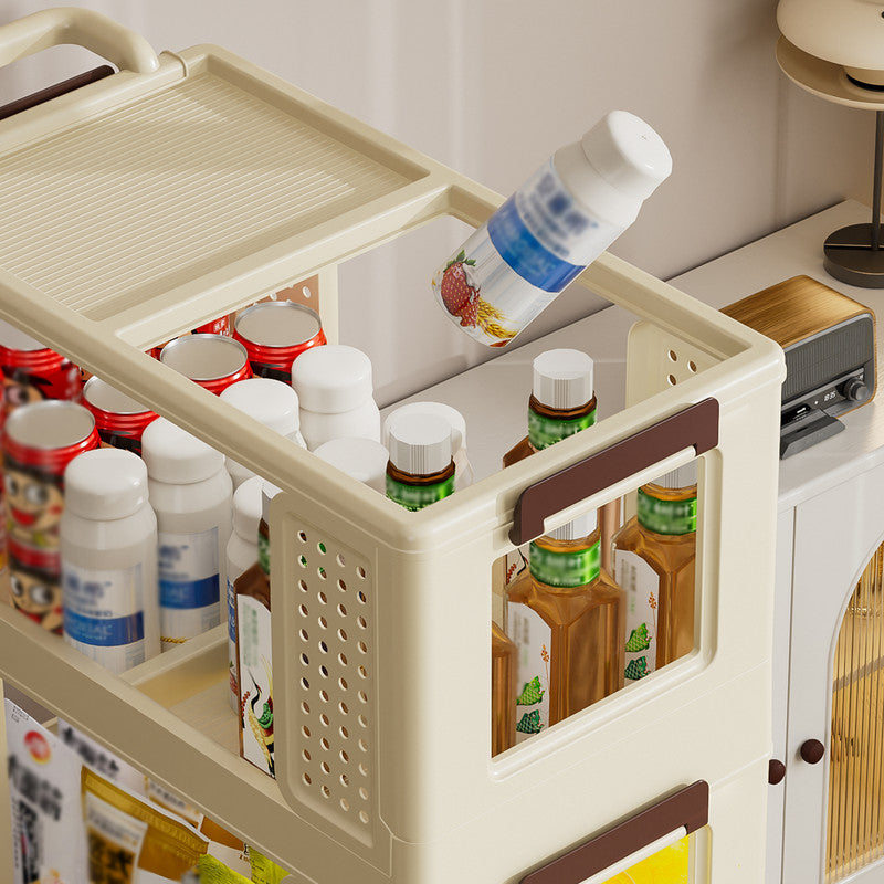 3-Tier Kitchen Storage Cart Multifunction Utility Rolling Storage Organizer