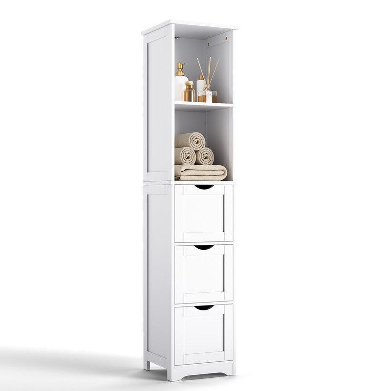 Bathroom Tall Storage Cabinet with 3 Drawers and 2 Shelves