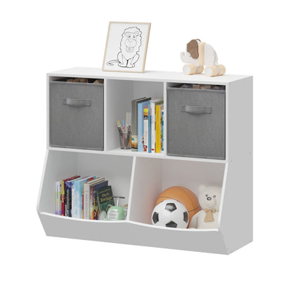 Kids Bookcase with Collapsible Fabric Drawers Children's Toy Storage Cabinet