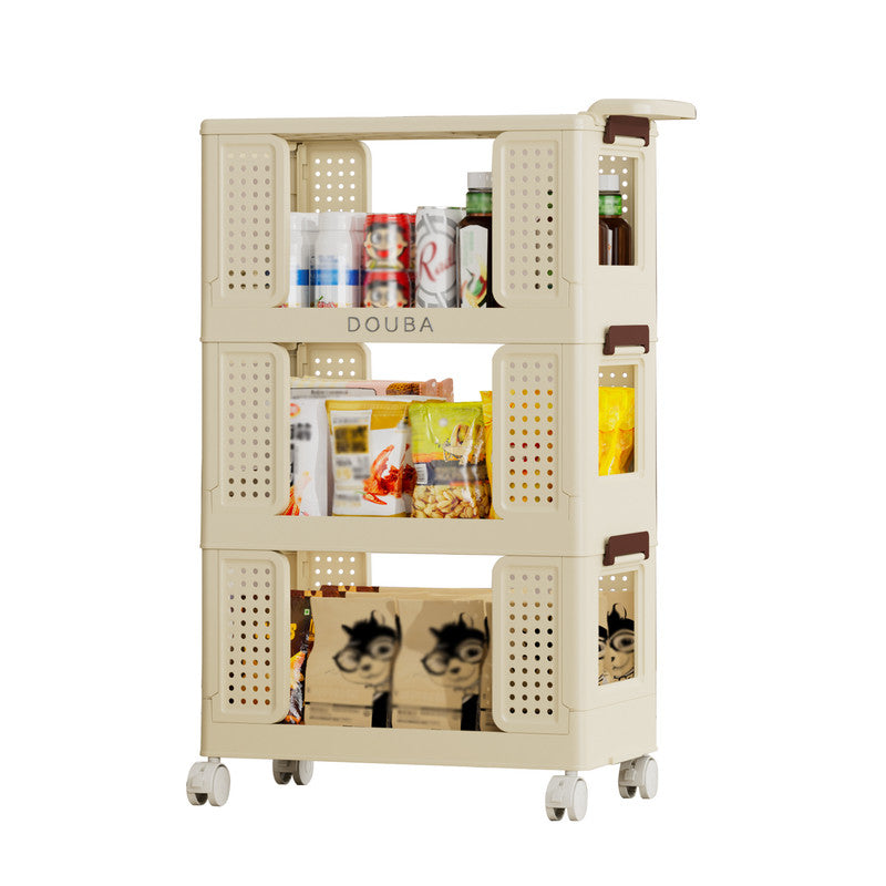 3-Tier Kitchen Storage Cart Multifunction Utility Rolling Storage Organizer