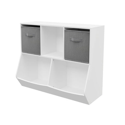 Kids Bookcase with Collapsible Fabric Drawers Children's Toy Storage Cabinet