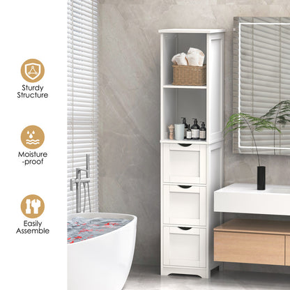 Bathroom Tall Storage Cabinet with 3 Drawers and 2 Shelves