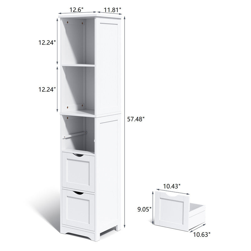 Bathroom Tall Storage Cabinet with 3 Drawers and 2 Shelves