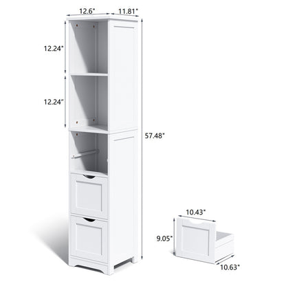 Bathroom Tall Storage Cabinet with 3 Drawers and 2 Shelves