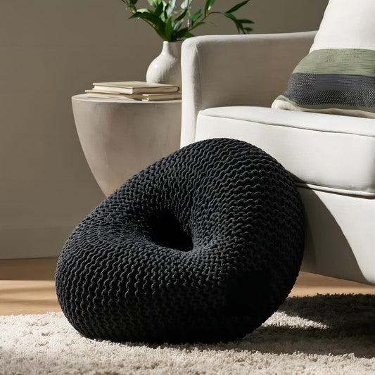 [Ship to Canada Only] Black Knited Pouf