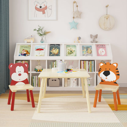 Kids Table and Chairs Set 3 Pieces Wooden Activity Play Table Set
