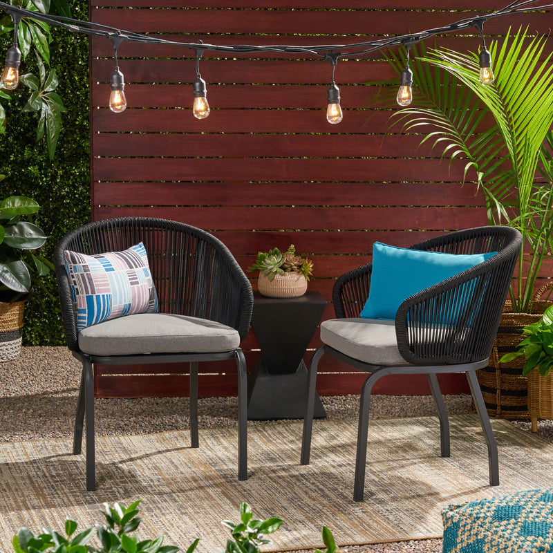 Set of 2 Woven Rope Outdoor Chair