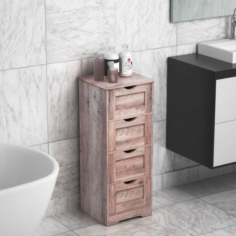 Floor Cabinet Wooden Storage Cabinet with 4 Drawers