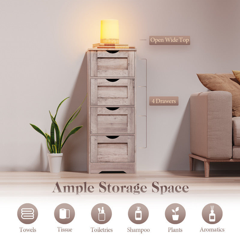 Floor Cabinet Wooden Storage Cabinet with 4 Drawers