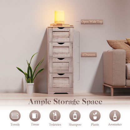 Floor Cabinet Wooden Storage Cabinet with 4 Drawers