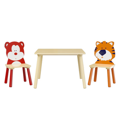 Kids Table and Chairs Set 3 Pieces Wooden Activity Play Table Set