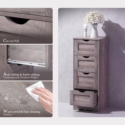 Floor Cabinet Wooden Storage Cabinet with 4 Drawers