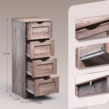 Floor Cabinet Wooden Storage Cabinet with 4 Drawers