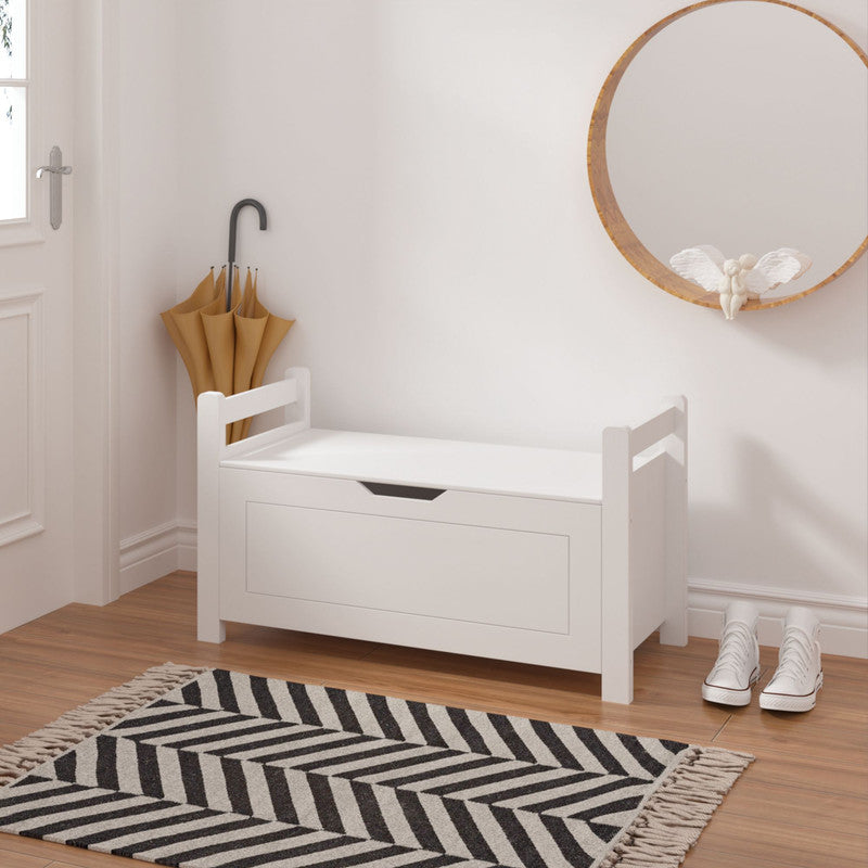 Kids Toy Box Chest White Rubber Wood Toy Box