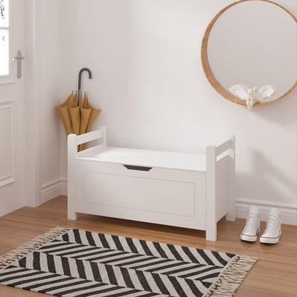 Kids Toy Box Chest White Rubber Wood Toy Box