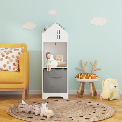 Kids Dollhouse Bookcase with Storage, 2-Tier Storage Display Organizer