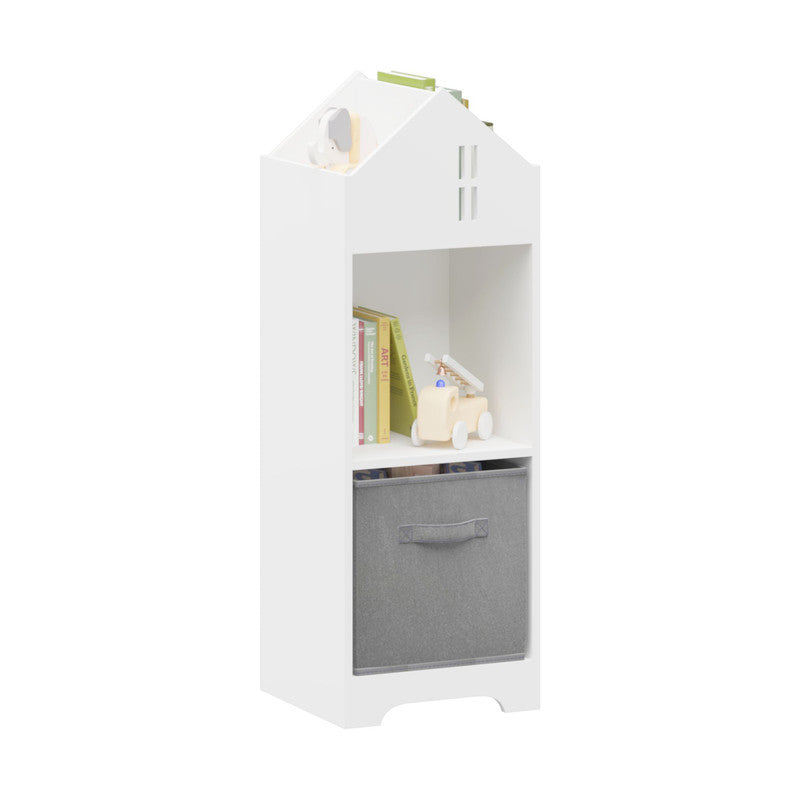 Kids Dollhouse Bookcase with Storage, 2-Tier Storage Display Organizer