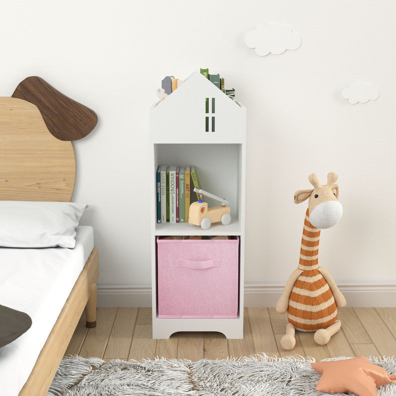 Kids Dollhouse Bookcase with Storage, 2-Tier Storage Display Organizer