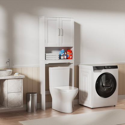 Free Standing Toilet Storage Cabinet with Barn Doors , Adjustable Bottom Bar